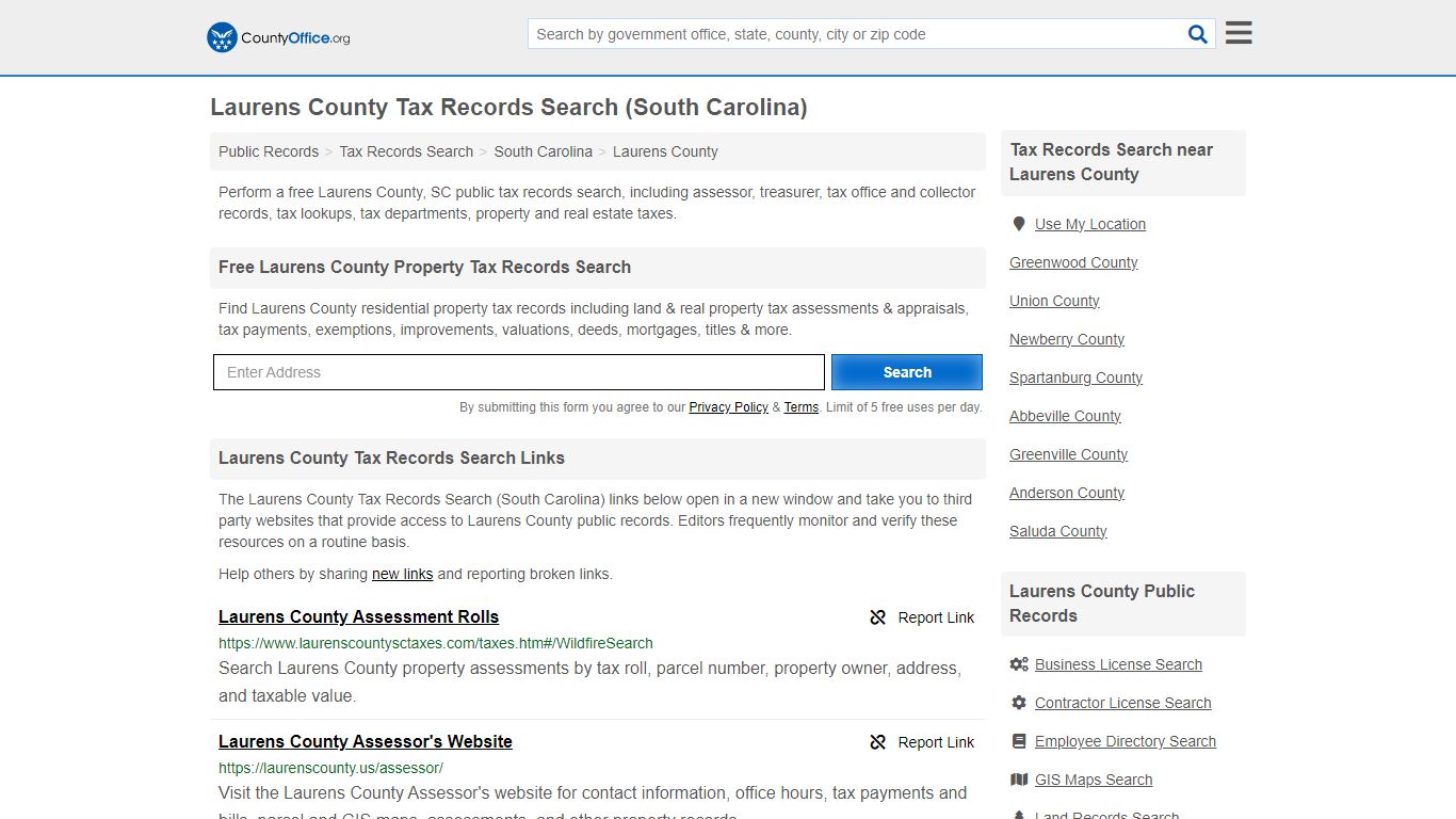 Laurens County Tax Records Search (South Carolina)